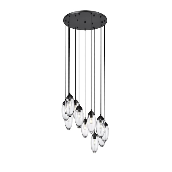 Z-Lite Arden Chandelier, 11-Light, 24 In.W x 12 In.H, Matte Black/Clear 651P-11R-MB - main
